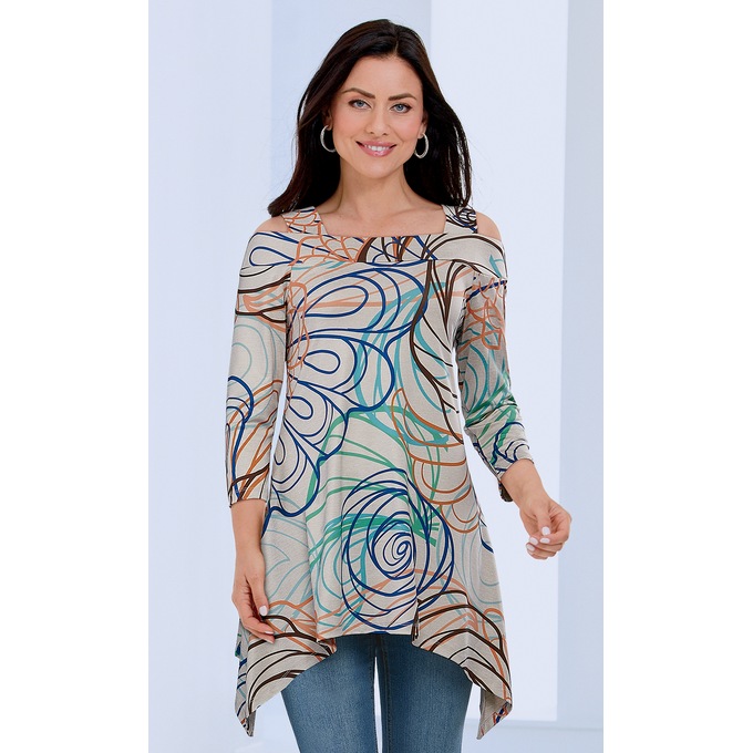 Bright Shark-Bite Top, Abstract Multi, large
