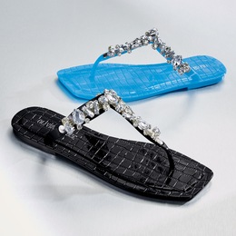 Olivia Miller Rhinestone T-Strap Slide, , large