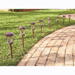 Set of 8 Solar Glass Pathway Stakes, , large