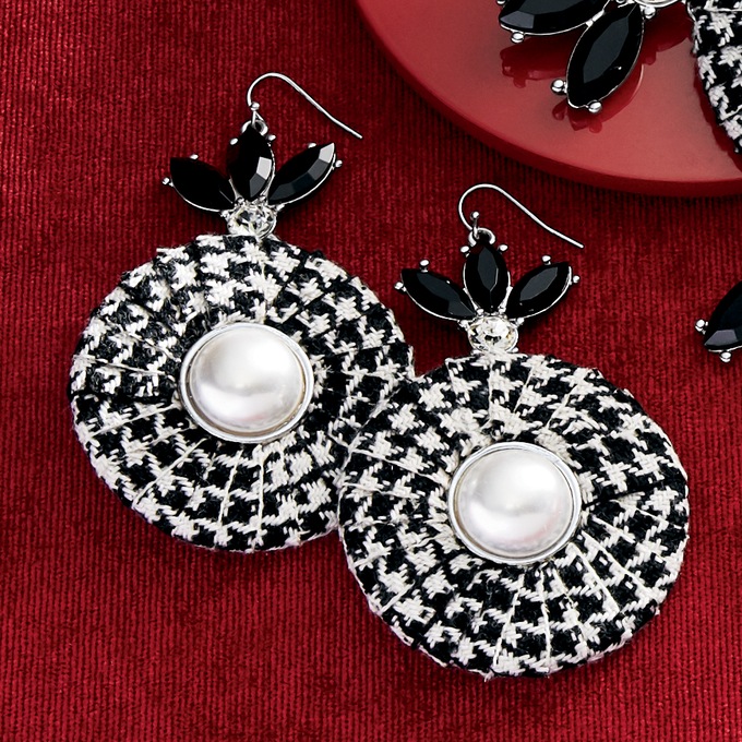 Houndstooth Fabric Earrings, , large