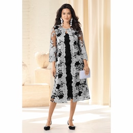 Ellia Embroidered Faux Jacket Dress, , large