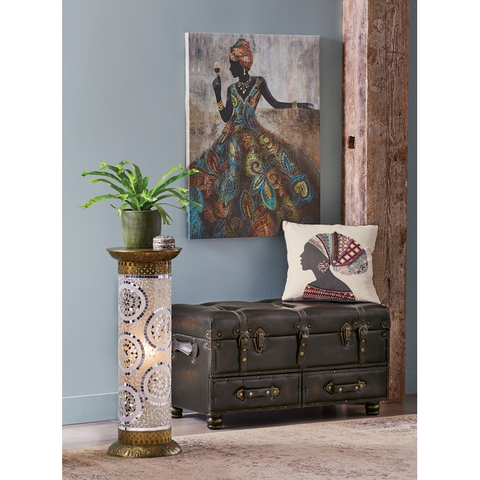 Mosaic Lit Pedestal Table, , large