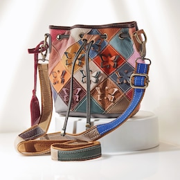 L'Artiste Genuine Leather Rainbow Drawstring Bag by Spring Step, , large