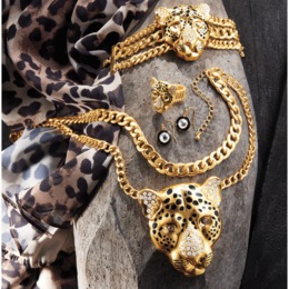 Leopard Goldtone Jewelry, , large