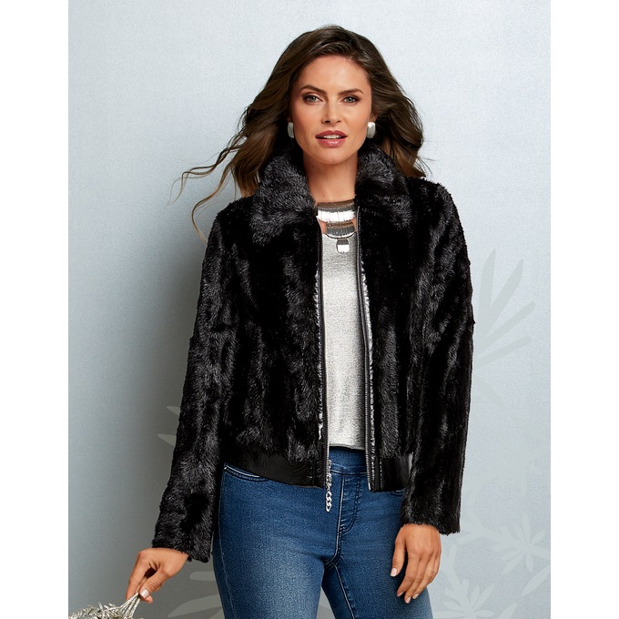 Faux fur bomber jacket hotsell womens