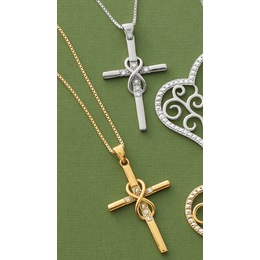 Diamond Cross Eternity Pendant, , large