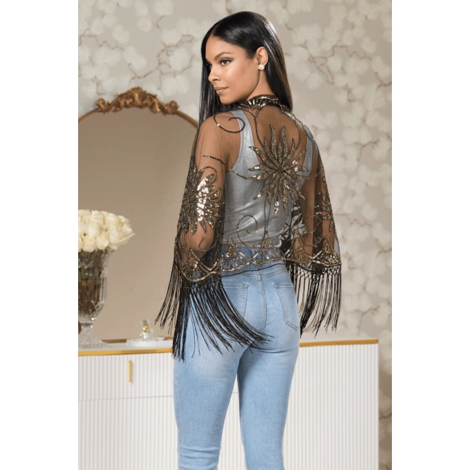 Beaded Sequin Shawl, , large