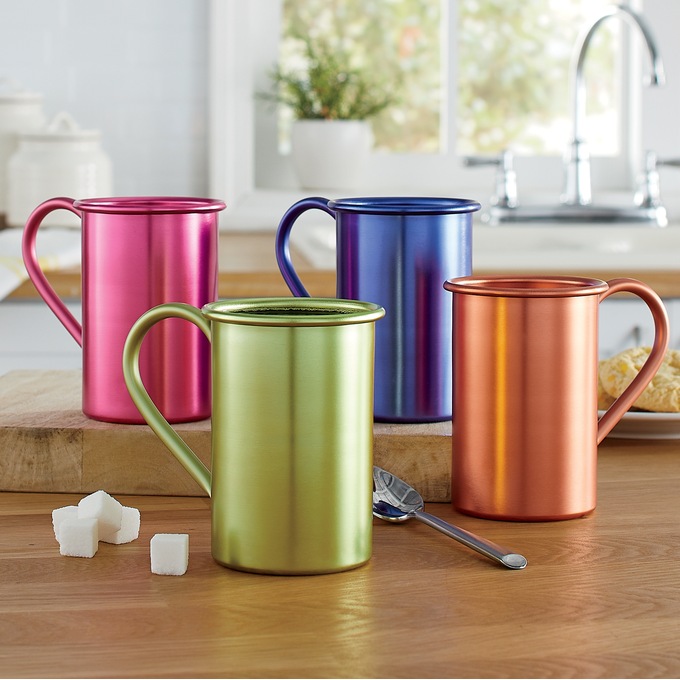 Set of 4 Aluminum Mugs, , large