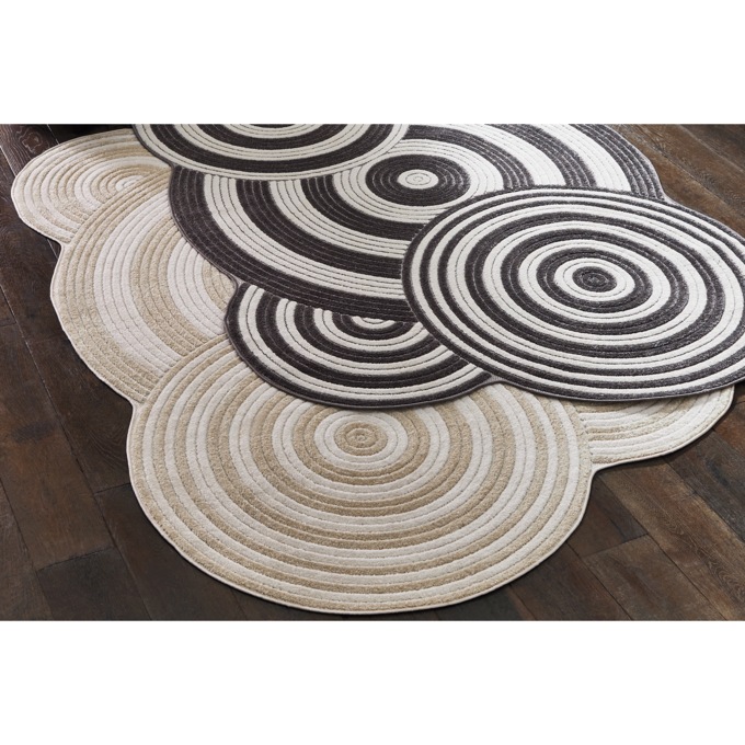 Contour Rings Rug, Ivory Beige, large