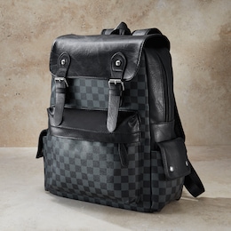 Men's Faux Leather Backpack, , large