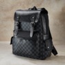 Men's Faux Leather Backpack, Black, large