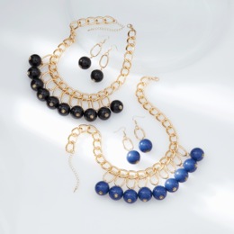 Color Ball Drop Link Necklace &amp; Earring Set, , large