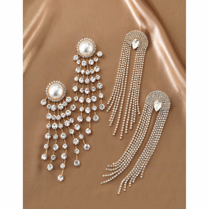 Crystal Fringe Earrings, , large