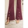 Corinne Corduroy Flare Jean Pant with Faux-Pearl Buttons and Vents, , large