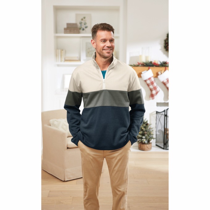 Colorblock Fleece 1/4-Zip Pullover, , large