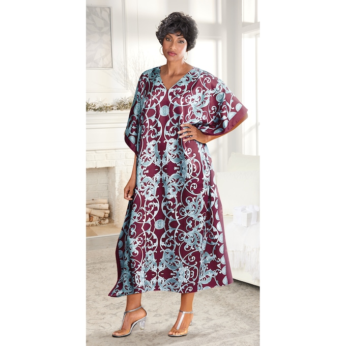 Alluring Long Caftan with V-Neck, , large