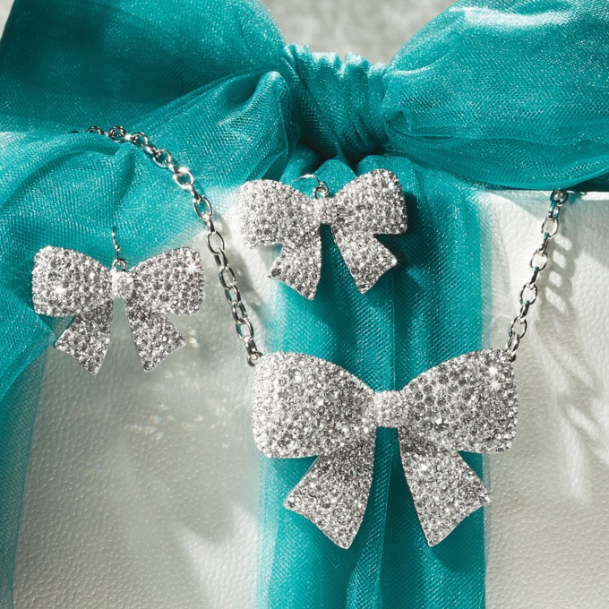 Crystal Bow Necklace & Earring Set, , large