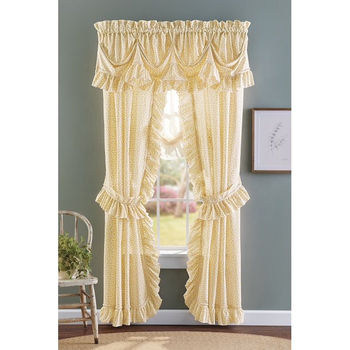 Mayfair Romantic Priscilla Ruffled Semi-Sheer Panel Pair with Tieback, , large
