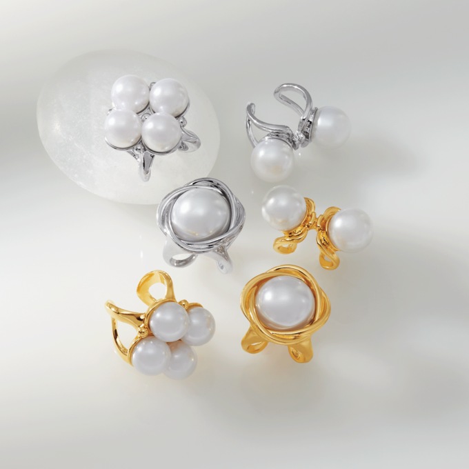 Faux Pearl 3-Piece Ring Set, , large