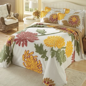 Autumn Garden Chenille Bedspread, , large