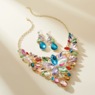 Crystal Shapes/Bib Necklace & Earrings Set, Multicolor Goldtone, large