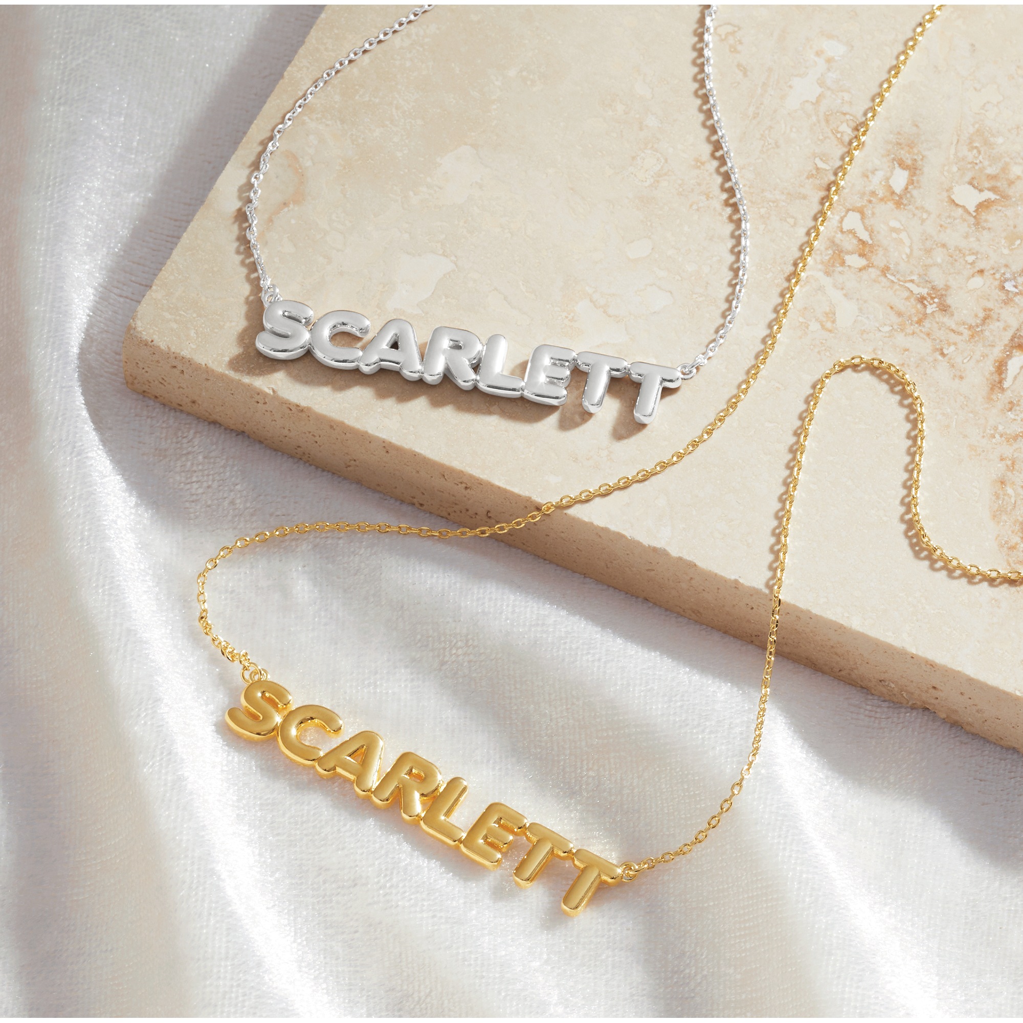 Personalized Name Bubble Letters Necklace, , large