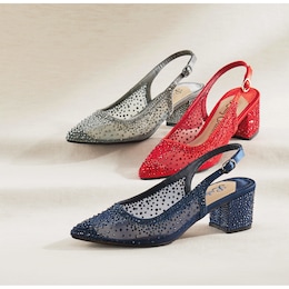 Lady Couture Rhinestone Demi Slingback for Women with 2.5&quot; Block Heel and Adjustable Ankle Strap, , large