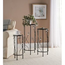 Set of 3 Round Plant Stands, , large