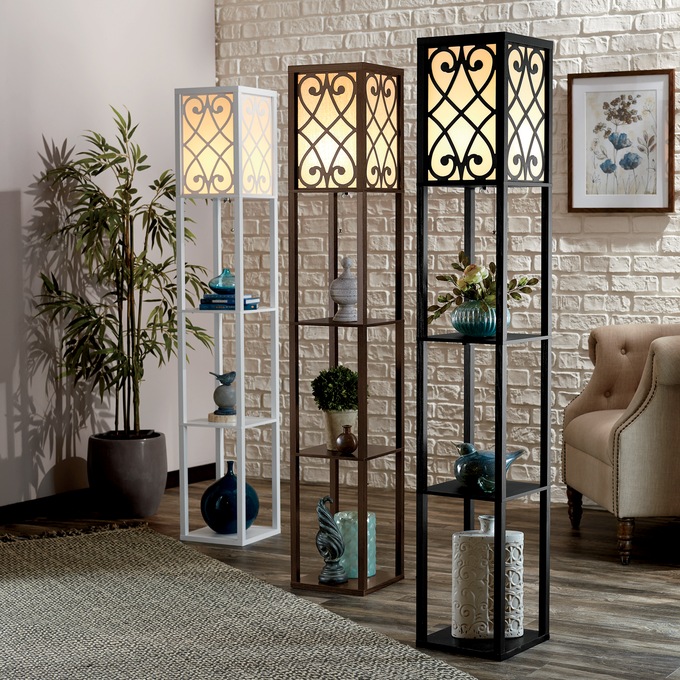 Eurico Floor Lamp with Shelves | Midnight Velvet