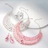 Crystal/Faux-Pearl Mulit-Strand Bib Necklace & Earring Set, , large