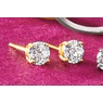 14K Gold Lab-Created Diamond Round Solitaire Post Earrings, , large