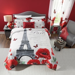 Paris Poppies Comforter Set and Decorative Pillow, , large