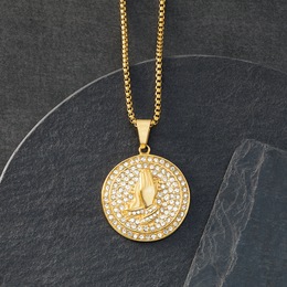 Majesty Men&#39;s Praying Hands Medallion Pendant, , large