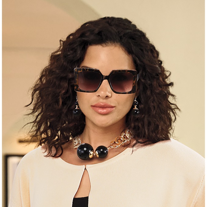 Ball/Link Goldtone Necklace & Earring Set, , large