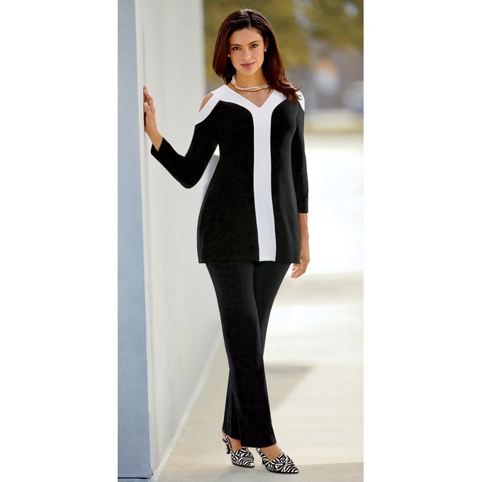 Cold Shoulder Knit Pant Set, , large