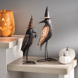 Set of 2 Metal Crows, , large