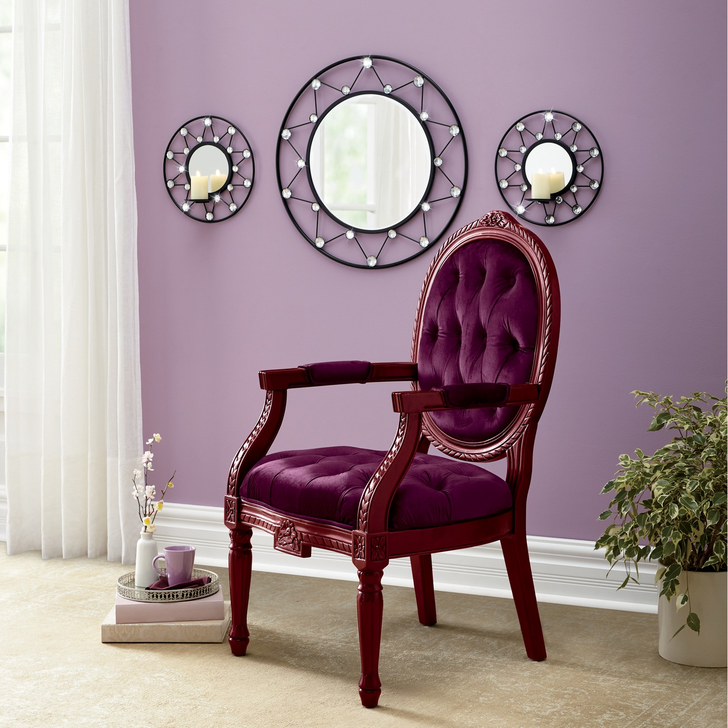 Round Gem Mirrored Sconce Midnight Velvet