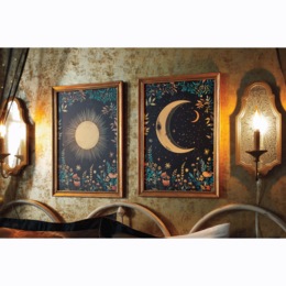 Set of 2 Sun and Moon Wall Art, , large
