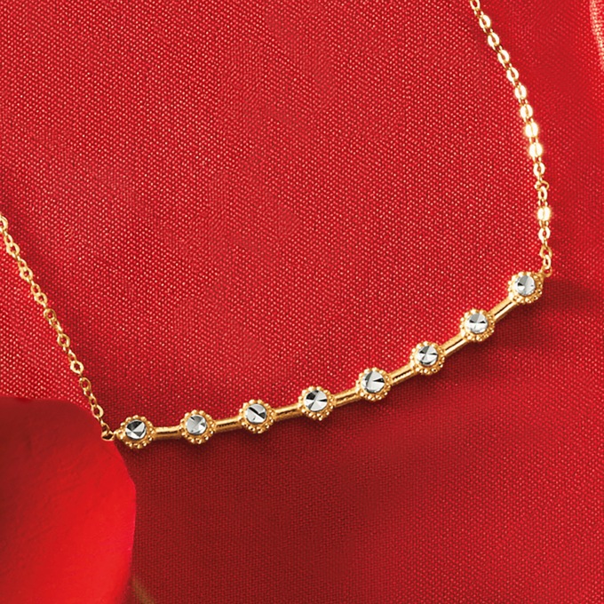 10K Gold Diamond-Cut Bar Necklace, , large
