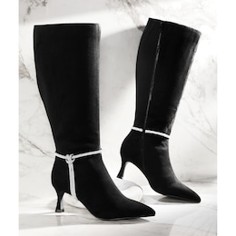 Rhinestone-Embellished Tall Boot for Women with Memory Foam and 2.75&quot; Heel, , large