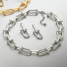 Stirrup Link Necklace and Earring Set, , large