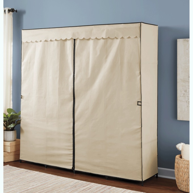 Scalloped Curtain Storage Wardrobe, , large