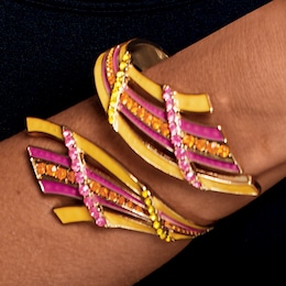Swirl Crystal Hinged Bracelet, , large