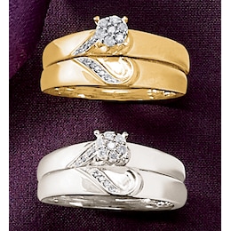Diamond Round Cluster Swirl Bridal Set, , large