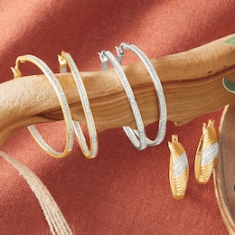 Diamond Round Hoops, , large