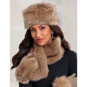 Monroe Faux-Fur Collar, Brown, large
