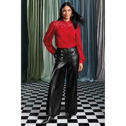 Cicily Faux-Leather Sailor Pant, , large