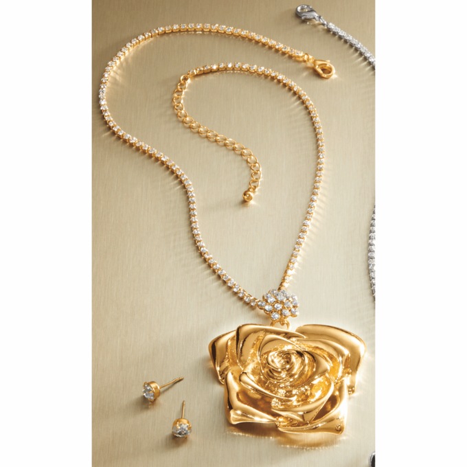 Rose Necklace and Earring Set, , large