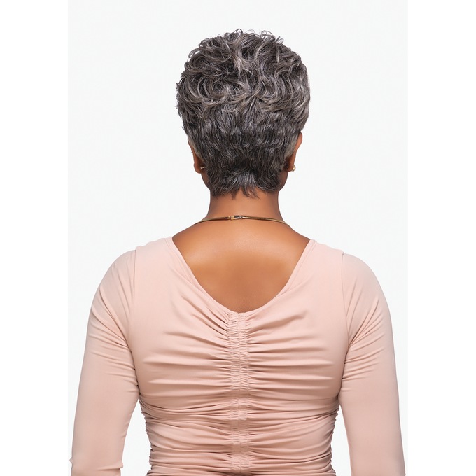 Vivica Fox Human Hair V Wig, White Gray Salt and Pepper Light Gray, large