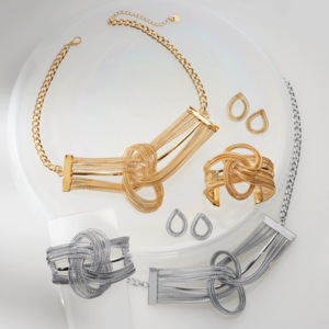 Metal Knot Necklace &amp; Earring Set, , large